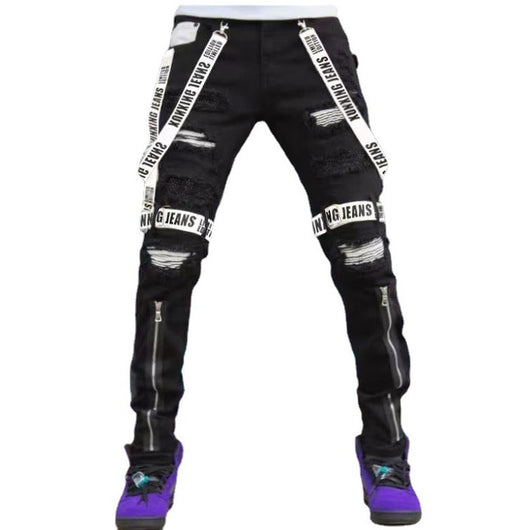 Pantalones Slim Fit Rotos para Hombre con Cierre Frontal - Image 5
