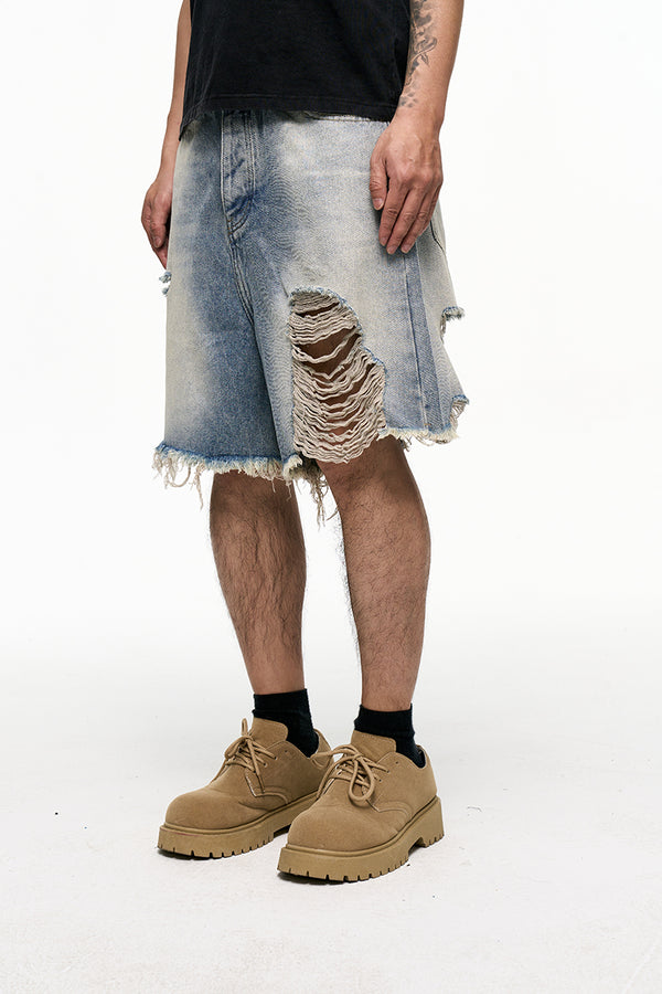 Shorts Vaqueros Holgados Estilo Retro Desgastado