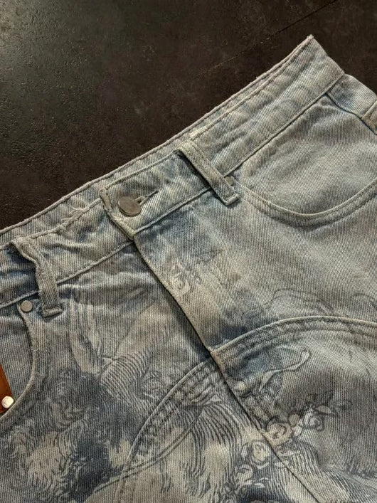 Jeans Casual Desgastados con Efecto Graffiti - Estilo Urbano Versátil - Image 11