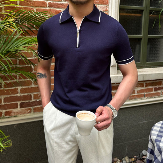 Camisa Casual de Punto con Solapa Transpirable para Hombre - Image 9