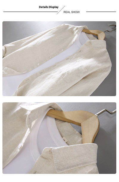 Camisa de Lino Suelta con Protección Solar de Manga Larga - Image 13