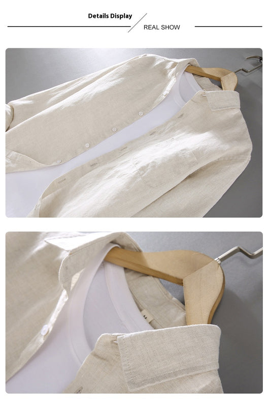 Camisa de Lino Suelta con Protección Solar de Manga Larga - Image 13