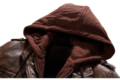 Chaqueta de Cuero PU con Capucha para Hombre - Image 19
