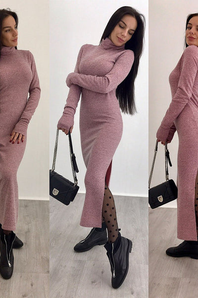 Vestido Ajustado de Punto con Cuello Alto para Mujer - Image 8