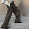 Pantalones Retro Cuadros Cintura Alta Mujer - Estilo Casual Holgado