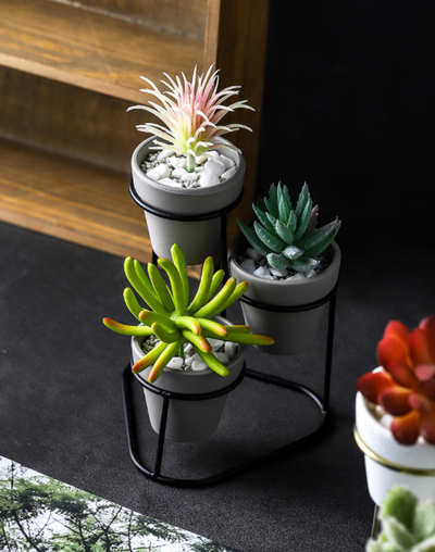 Maceta de Cerámica con Soporte de Hierro Minimalista - Image 10