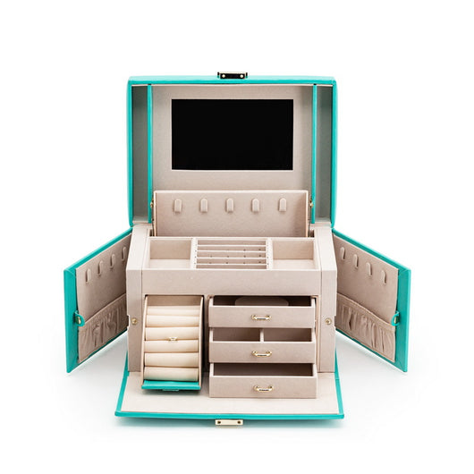 Caja Organizadora de Espejo Portátil en Cuero PU para Joyas y Maquillaje - Image 13