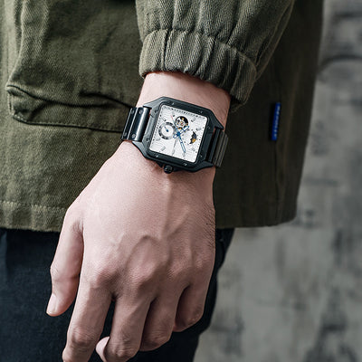 Reloj Mecánico Automático Cuadrado Impermeable con Diseño Calado para Hombre - Image 8