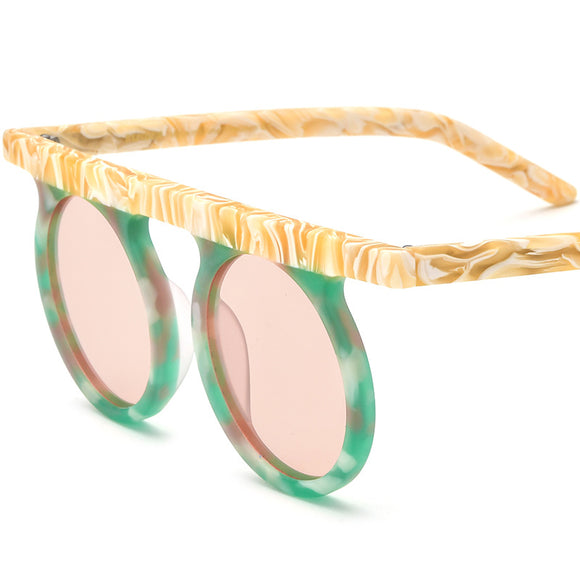 Gafas de Sol Redondas Patchwork Esmerilado Unisex