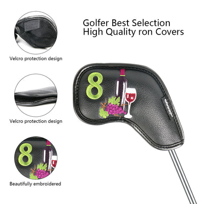 Funda Protectora Premium para Hierros de Golf con Diseño Patrón Vino - Image 16