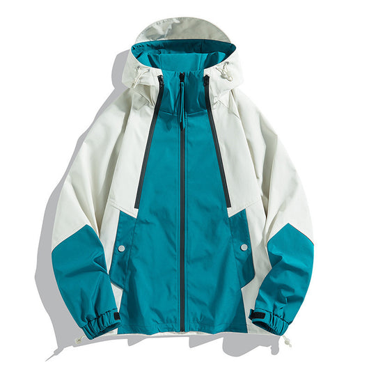 Chaqueta Bomber Impermeable y Cortavientos para Parejas - Diseño Color Block Casual - Image 9