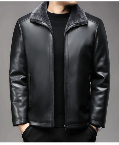 Abrigo de Cuero Premium con Cuello de Piel y Forro Polar Térmico - Image 23