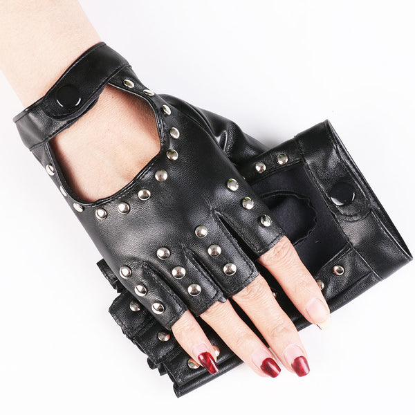 Guantes sin Dedos con Remaches Punk para Pole Dance y Baile