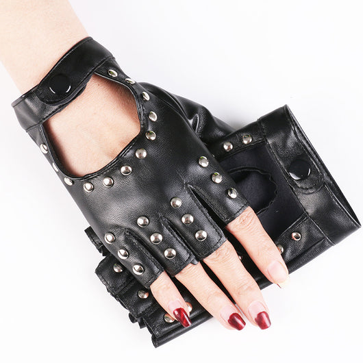 Guantes sin Dedos con Remaches Punk para Pole Dance y Baile