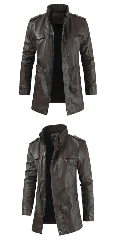 Abrigo Casual de Piel Sintética con Forro Polar para Hombre - Image 9