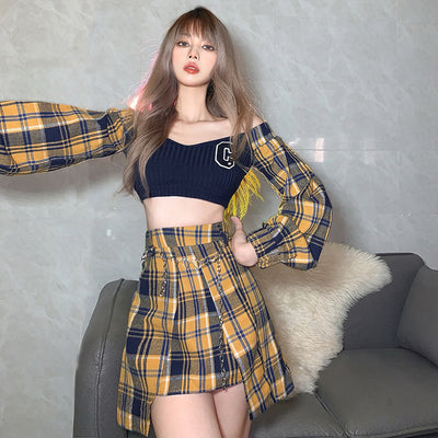 Conjunto Corto Estilo Retro Hot Girl - Traje de Moda