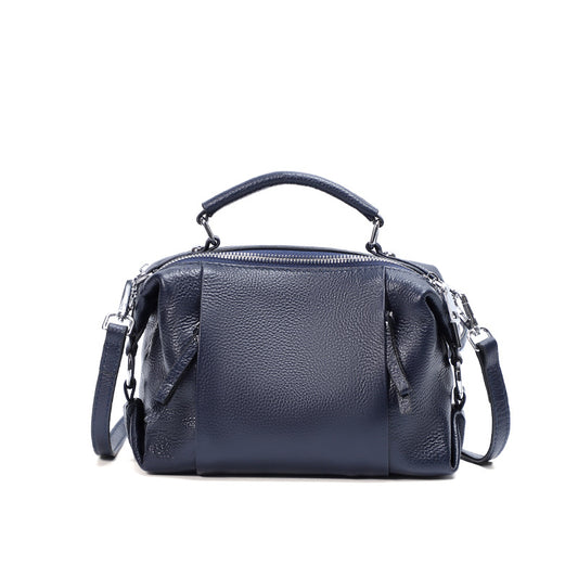 Bolso Mensajero de Cuero Genuino con Doble Compartimento para Mujer