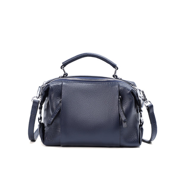 Bolso Mensajero de Cuero Genuino con Doble Compartimento para Mujer