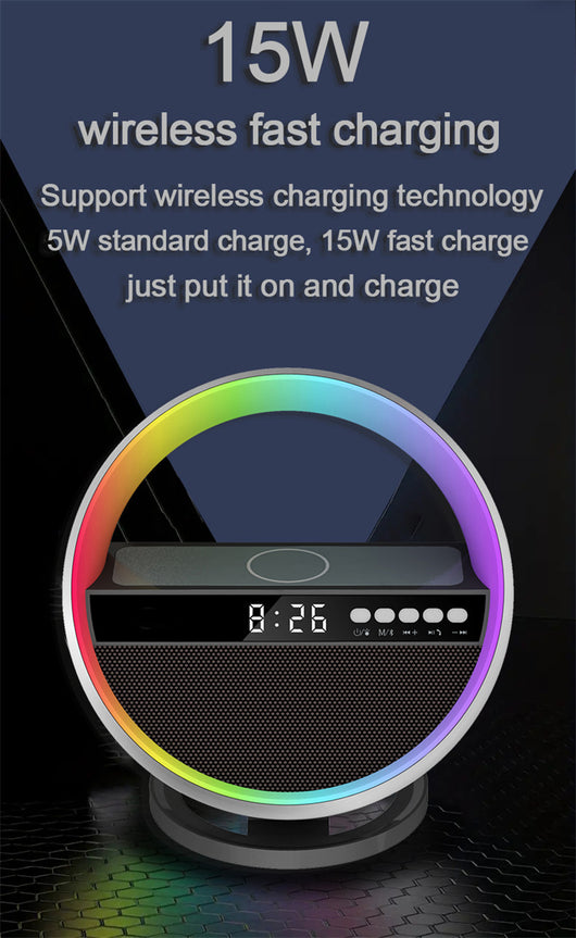 Lámpara Ambiental RGB con Cargador Inalámbrico y Altavoz Bluetooth - Image 8