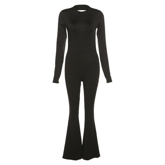 Jumpsuit Casual de Piernas Anchas con Espalda Descubierta y Manga Larga - Image 5