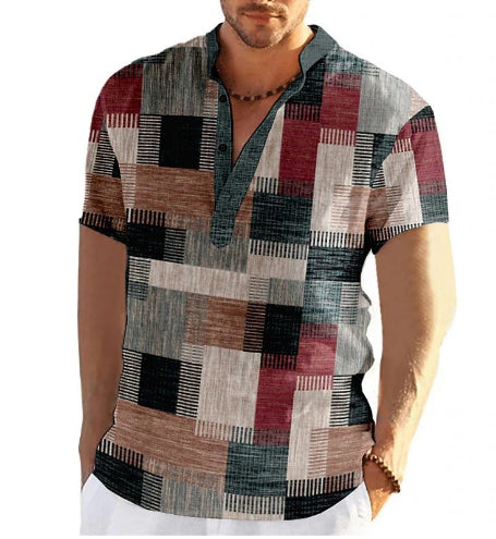 Camisa de Lino Estampada para Hombre - Primavera y Otoño - Image 9