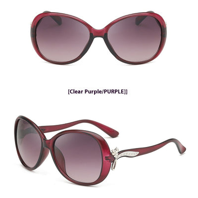 Brown oversized butterfly sunglasses with gradient lenses and a silver-tone floral accent on the temple. - Image 4