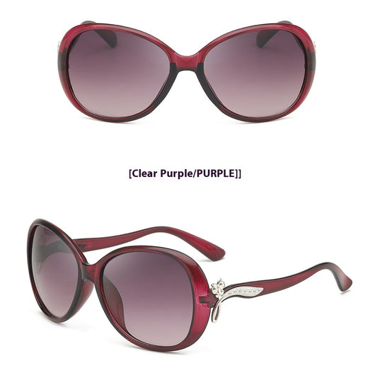Brown oversized butterfly sunglasses with gradient lenses and a silver-tone floral accent on the temple. - Image 4