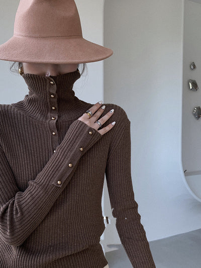 Suéter Tejido Cuello Alto Slim Fit para Mujer