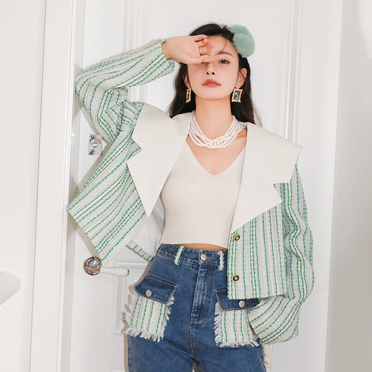 Chaqueta Corta de Otoño Estilo Coreano para Mujer con Solapa Elegante - Image 9