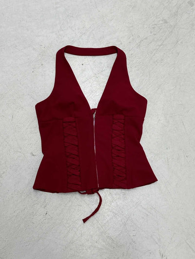 Top Halter Encaje Sexy Corto Anudado - Image 28