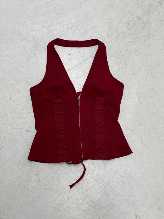 Top Halter Encaje Sexy Corto Anudado - Image 28