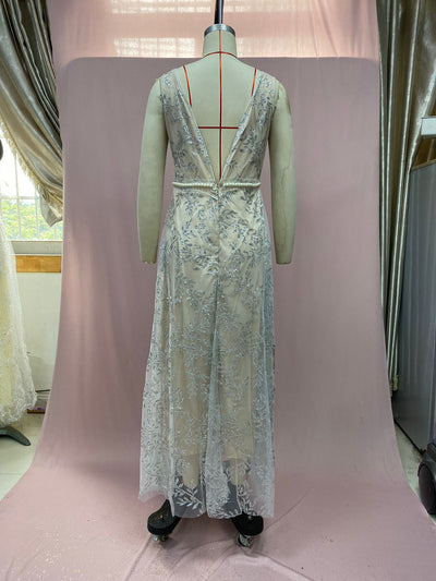 Vestido Largo Escote V Efecto Bronce - Image 14