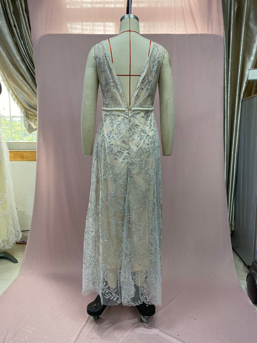 Vestido Largo Escote V Efecto Bronce - Image 14