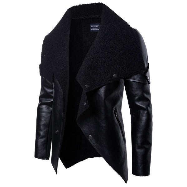 Chaqueta de Cuero Motociclista para Hombre con Acabado Vintage