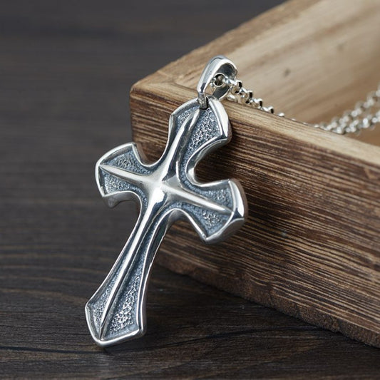 Dije Cruz Vintage en Plata S925 - Accesorios Punk Estilo Fronterizo para Hombre