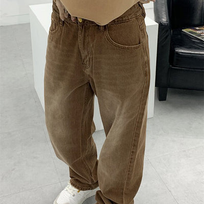 Jeans Retro Holgados Marrón para Otoño e Invierno