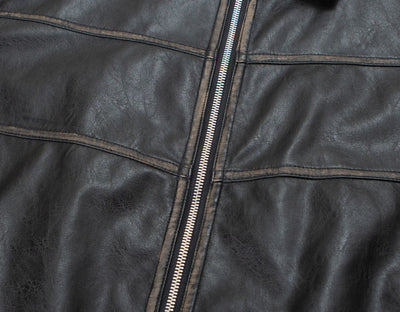 Camisa de Cuero PU con Parches Retro y Solapa - Image 11