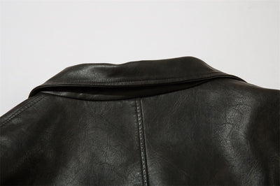 Blazer de Cuero PU Liso para Hombre - Estilo Americano - Image 18