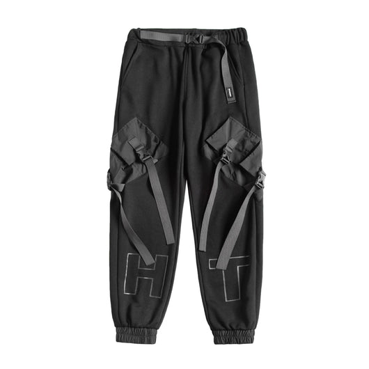Pantalones Overol Hip-hop Sueltos Negro con Bolsillos - Image 5