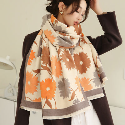 Chal Largo Cálido con Estampado de Girasoles para Cuello - Image 10