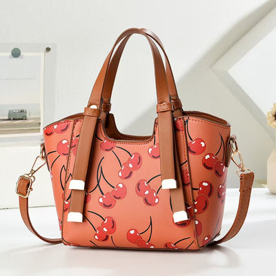 Bolsa Tejida Clásica para Mujer con Estampado de Cerezas - Image 7