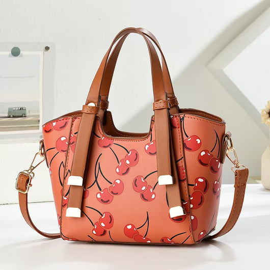 Bolsa Tejida Clásica para Mujer con Estampado de Cerezas - Image 7