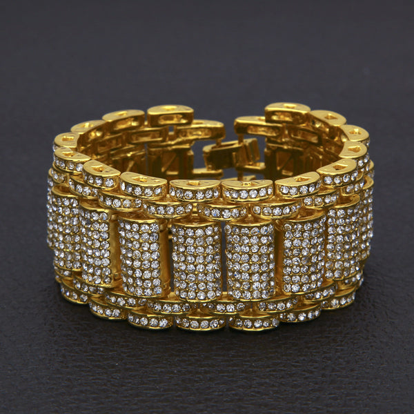 Pulsera de Eslabones con Diamantes Hip-hop Urbano para Hombre