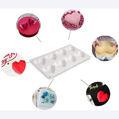 Molde de Silicona para Pastel en Forma de Corazón Diamante - 8 Piezas - Image 9