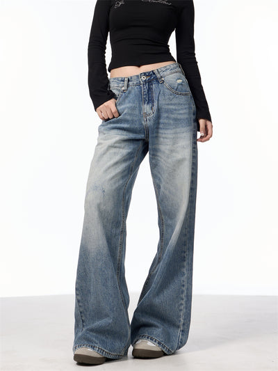 Jeans Vintage Rotos de Cintura Alta para Mujer - Azul Clásico - Image 17