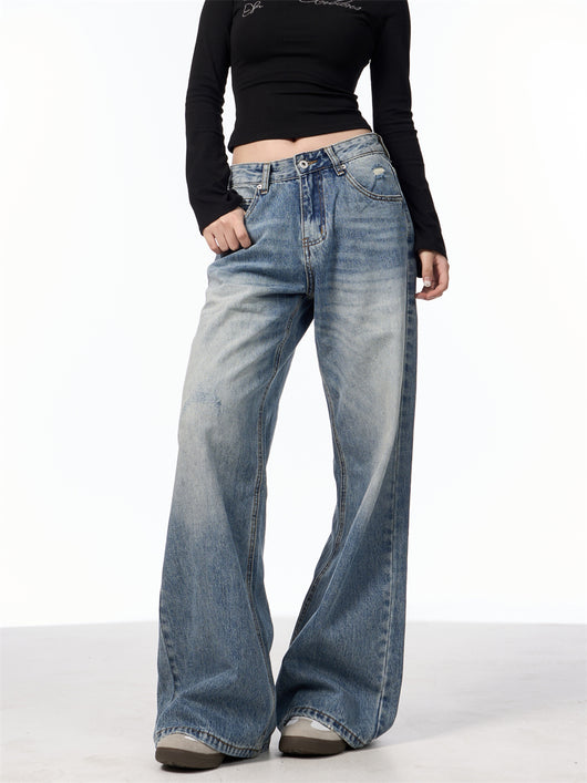 Jeans Vintage Rotos de Cintura Alta para Mujer - Azul Clásico - Image 17