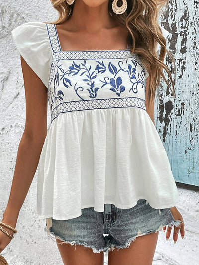 Blusa Retro Bordada en Chifón para Mujer - Image 6