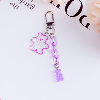 Llavero Accesorio de Auriculares Oso Acrílico Corazón Rosa - Image 12