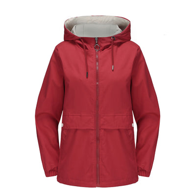 Abrigo Impermeable con Capucha en Colores Sólidos para Mujer - Image 10