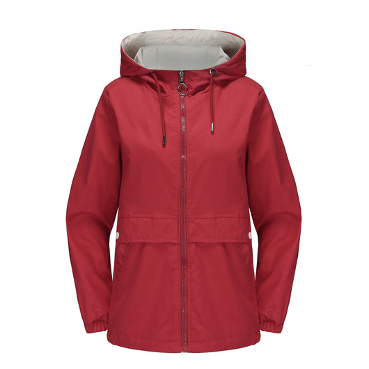 Abrigo Impermeable con Capucha en Colores Sólidos para Mujer - Image 10